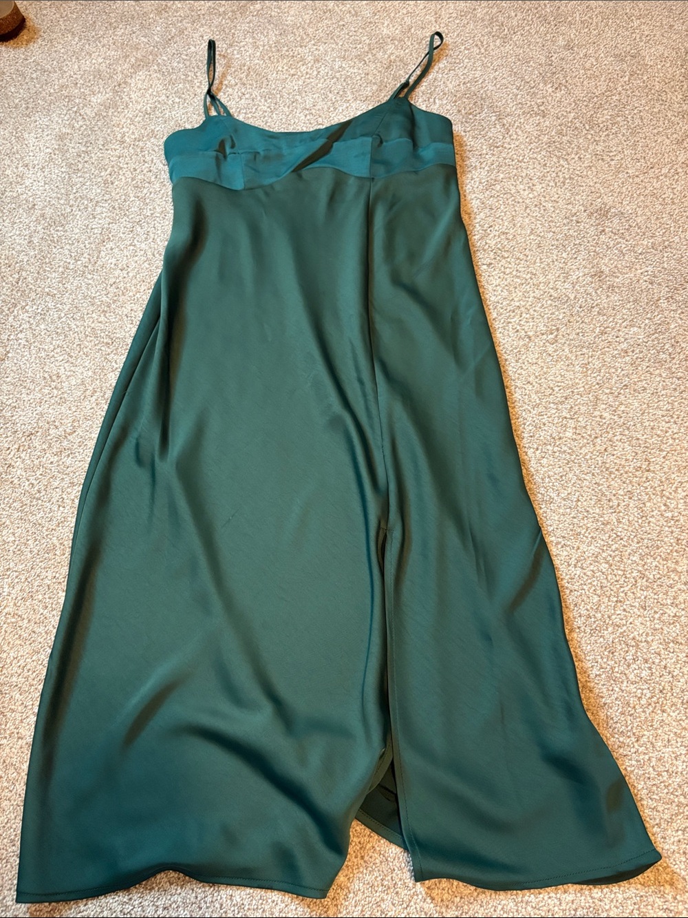 Women's Emerald Green Slip Dress with Spaghetti Straps